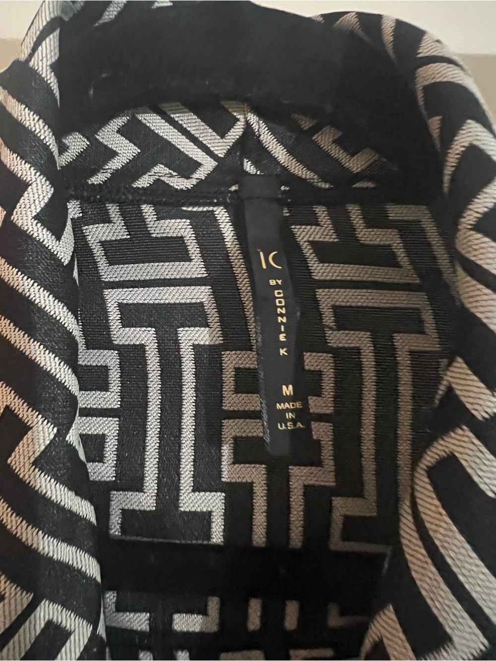 Open-Front Geometric Pattern Jacket - Black & White - Picture 4 of 4